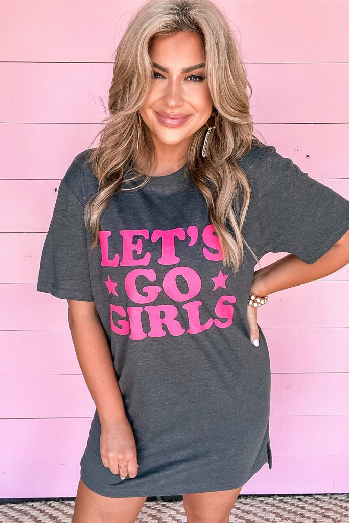 Women’s LET’S GO GIRLS Casual T Shirt Dress