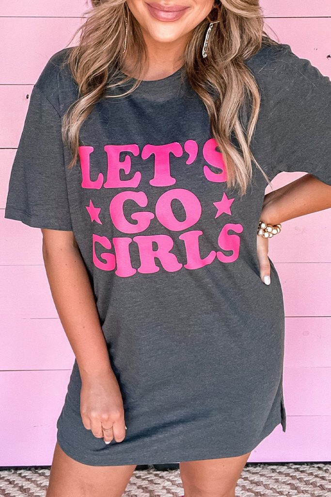 Women’s LET’S GO GIRLS Casual T Shirt Dress