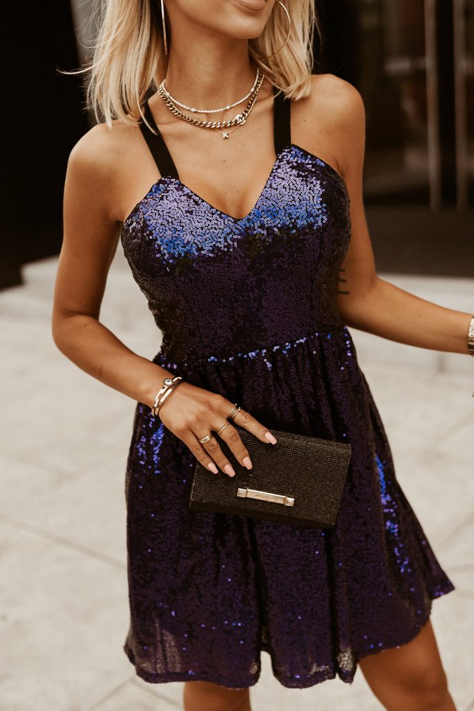 Women’s Blue Halter Neck Backless Party Wedding Sequin Dress