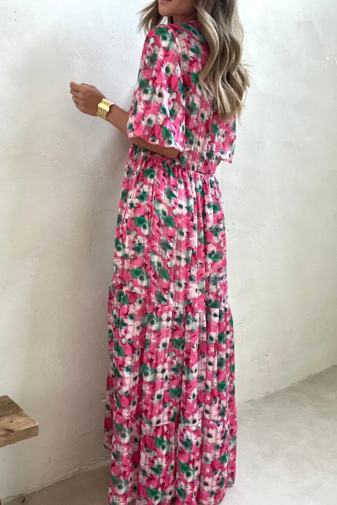 Women’s Wide Sleeves Floral Print Maxi Dress