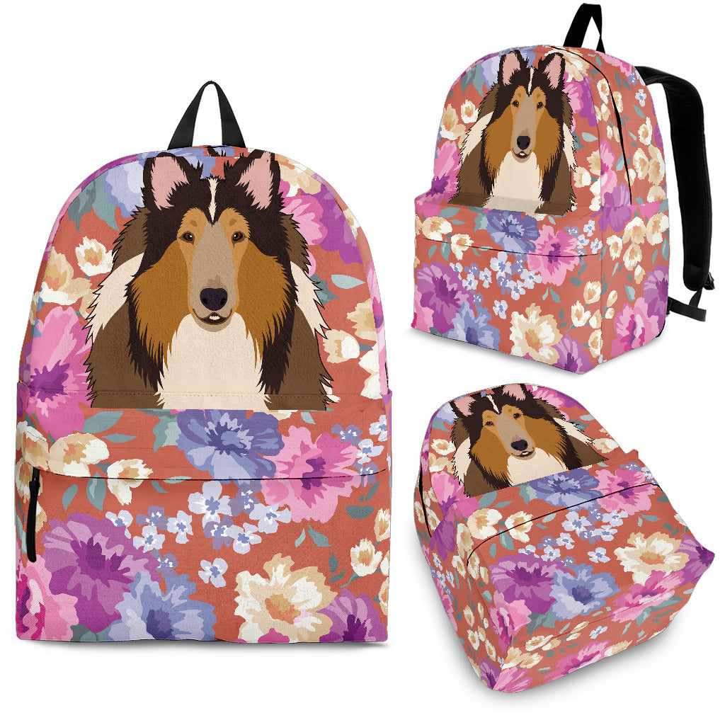 Rough Collie Dog Portrait Backpack