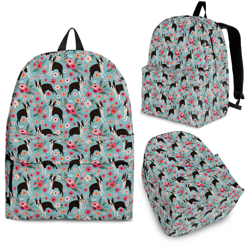 Boston Terrier Flower Backpack