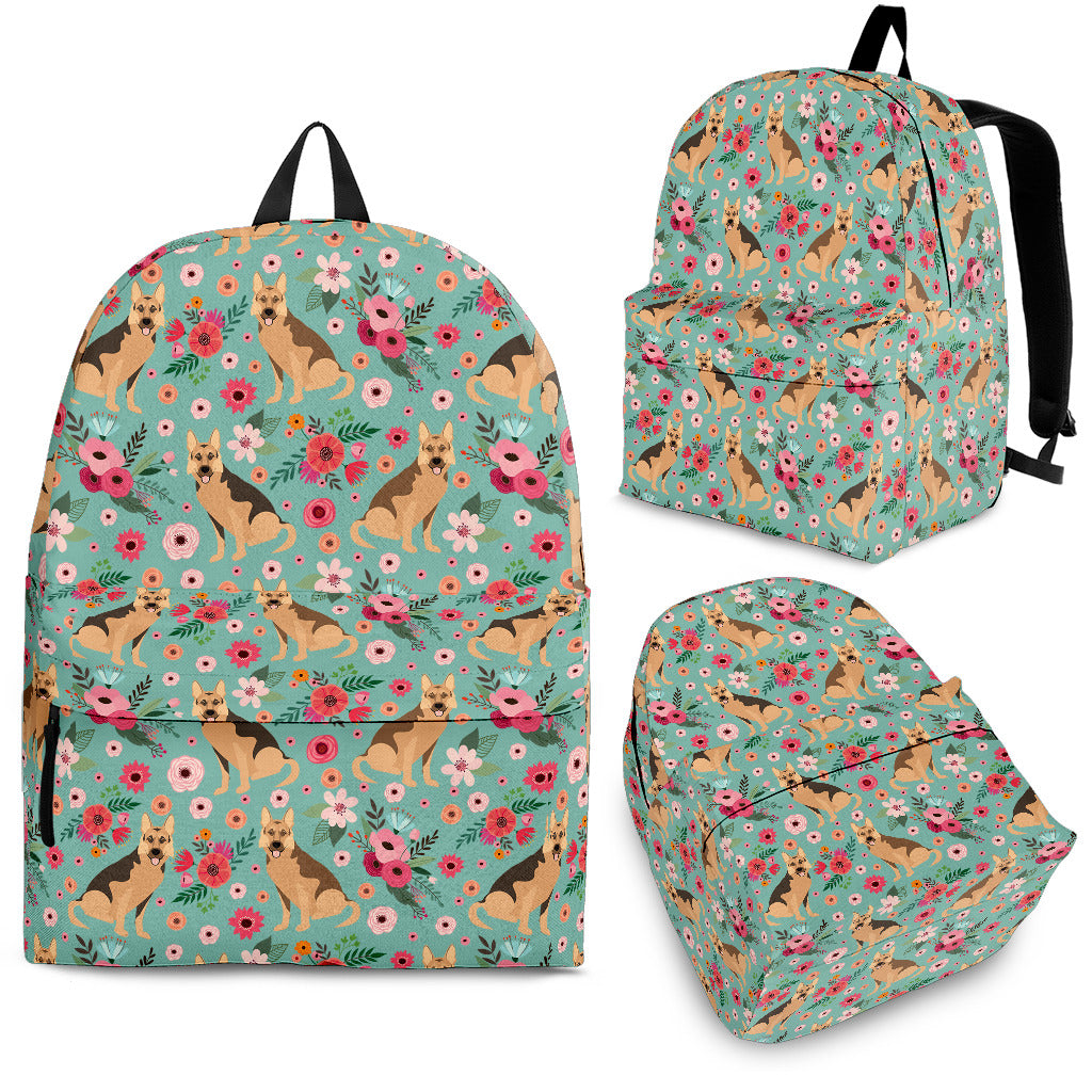 German Shepherd Flower Backpack